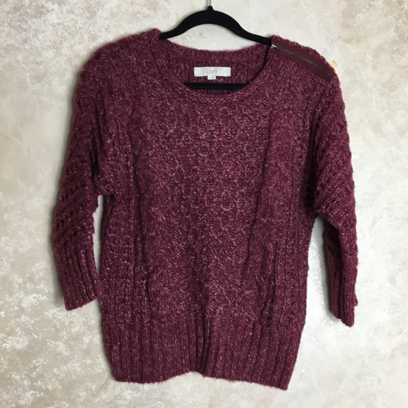 LOFT Sweaters - LOFT Size Medium Purple Chunky Sweater Zipper